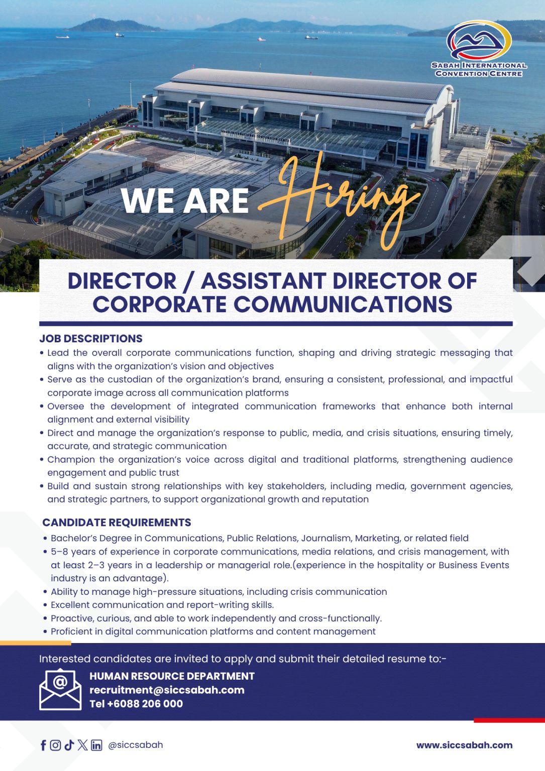 𝐃𝐢𝐫𝐞𝐜𝐭𝐨𝐫 / 𝐀𝐬𝐬𝐢𝐬𝐭𝐚𝐧𝐭 𝐃𝐢𝐫𝐞𝐜𝐭𝐨𝐫 𝐨𝐟 𝐂𝐨𝐫𝐩𝐨𝐫𝐚𝐭𝐞 𝐂𝐨𝐦𝐦𝐮𝐧𝐢𝐜𝐚𝐭𝐢𝐨𝐧𝐬